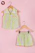 Cambric Cotton Girls Top & Short Set in Stripe Block Print