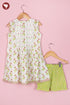 100% Cambric Cotton White Girls Top & Short Set in Floral Block Print