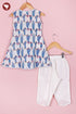 Cambric Cotton White Kurta Pant Set in Floral Block Print