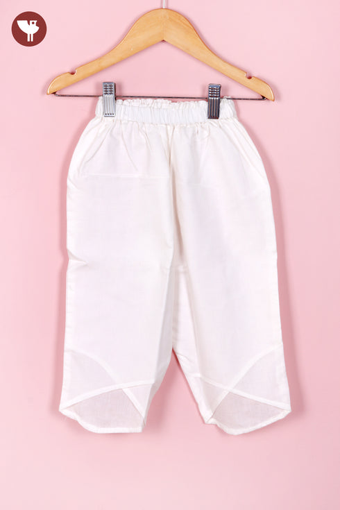 Cambric Cotton White Kurta Pant Set in Floral Block Print