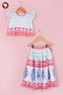 Mul Mul Cotton Girls Top & Skirt Set in Floral Block Print