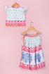 Mul Mul Cotton Girls Top & Skirt Set in Floral Block Print
