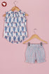 MulMul Cotton Girls Top & Short Set in Block Print