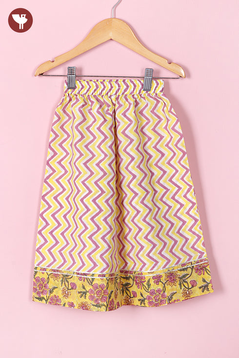 Mul Mul Cotton White & Yellow Girls Sharara Set
