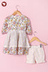 Mul Mul Cotton Girls Dress & Short Set in Floral Block Print