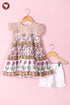 Mul Mul Cotton Girls Dress & Short Set in Floral Block Print