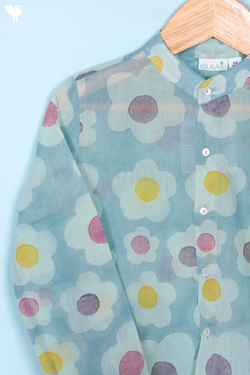 Mulmul Cotton Boys Shirt In Block Print