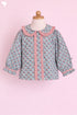 Cambric Cotton Soft Mint Girls Top In Block Print