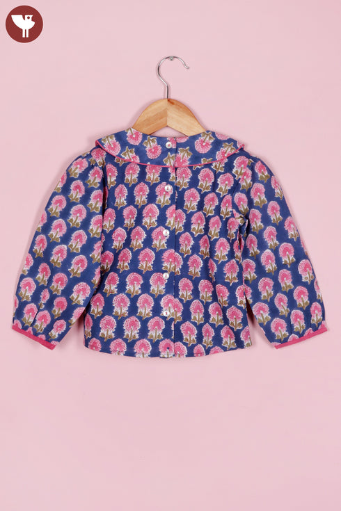 Cambric Cotton Navy Blue Girls Top