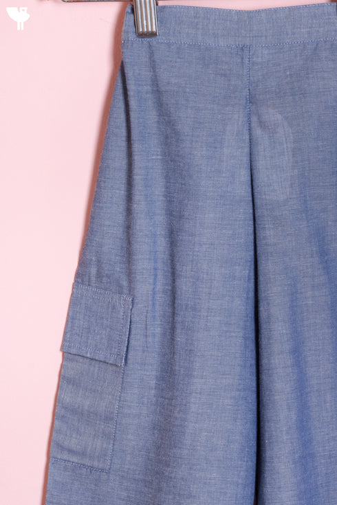 Cambric Cotton Blue Girls Pant