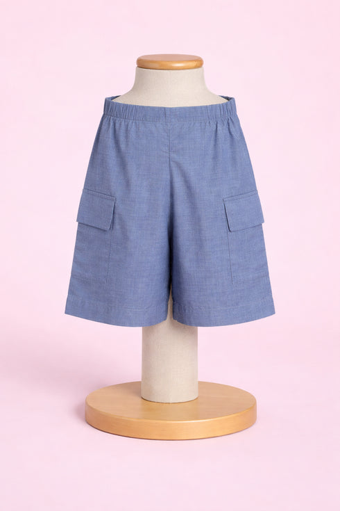 Cambric Cotton Blue Girls Pant