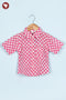 Cambric Cotton Boys Short Sleeve Shirt in Floral Block Print