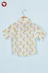 Cambric Cotton Boys Short Sleeve Shirt in Floral Block Print