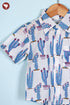 Cambric Cotton Boys Short Sleeve Shirt in Floral Block Print