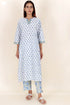 Cotton Kurta Pant And Dupatta Set In Block Print