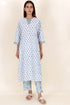 Cotton Kurta Pant And Dupatta Set In Block Print
