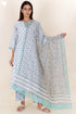 Cotton Kurta Pant And Dupatta Set In Block Print