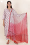 Bizzy Lizzy Kurta Pant Set With Chiffon Dupatta In Block Print