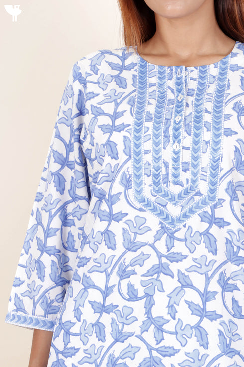 Bizzy Lizzy Kurta And Pant Set With Kota Dupatta In Block Print