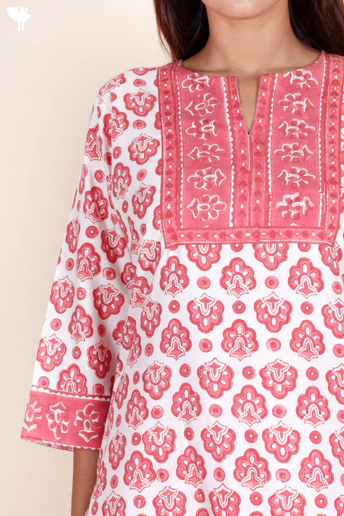 Bizzy Lizzy Kurta And Pant Set With Kota Dupatta In Block Print