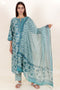 Bizzy Lizzy Kurta Pant With Kota Dupatta Set In Block Print