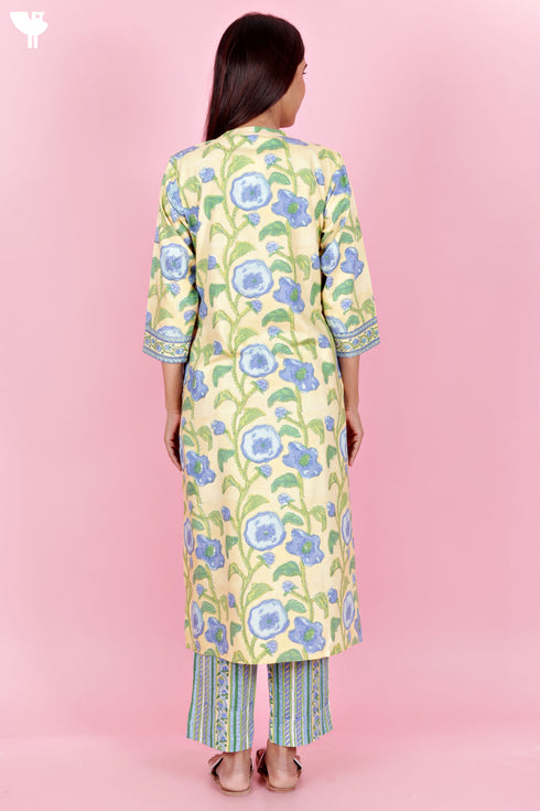 Bizzy Lizzy Kurta And Pant Set With Kota Dupatta In Block Print