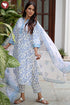 Bizzy Lizzy Kurta Pant Set With Kota Dupatta In Block Print