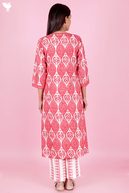 Bizzy Lizzy Kurta Pant Set With Kota Dupatta In Block Print