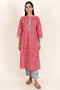 Cambric Cotton Kurta And Pant Set With Kota Dupatta In Block Print