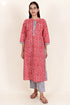 Cambric Cotton Kurta And Pant Set With Kota Dupatta In Block Print