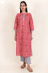 Cambric Cotton Kurta And Pant Set With Kota Dupatta In Block Print