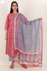 Cambric Cotton Kurta And Pant Set With Kota Dupatta In Block Print