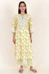 Cambric Cotton Kurta And Pant Set With Kota Dupatta In Block Print