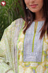 Cambric Cotton Kurta And Pant Set With Kota Dupatta In Block Print
