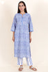 Cambric Cotton Kurta And Pant Set With Kota Dupatta In Block Print