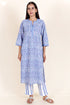 Cambric Cotton Kurta Pant Set With Kota Dupatta In Block Print