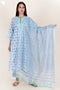 Cambric Cotton Kurta Pant With Kota Dupatta In Block Print