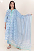 Cambric Cotton Kurta Pant With Kota Dupatta In Block Print