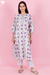 Cambric Cotton Kurta Pant With Kota Dupatta Set In Block Print