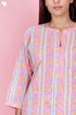 Cambric Cotton Kurta Pant Set With Kota Dupatta In Block Print