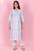 Cambric Cotton Kurta Pant With Kota Dupatta In Block Print
