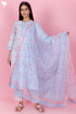 Cambric Cotton Kurta Pant With Kota Dupatta In Block Print