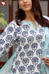 Cotton Kurta Pant Set With Kota Dupatta In Block Print
