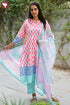 Cambric Cotton Kurta Pant Set With Kota Dupatta In Block Print