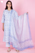 Cambric Cotton Kurta Pant Set With Kota Dupatta In Block Print