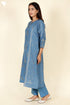 Chanderi Silk Kurta And Set With Dupatta Block Print Steel Blue