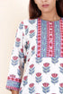 Bizzy Lizzy Cotton Kurta Pant Set With Chiffon Dupatta In Block Print