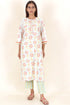 Bizzy Lizzy Cotton Kurta Pant Set With Chiffon Dupatta In Block Print