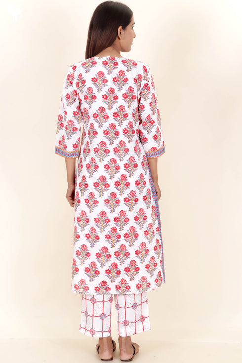 Cotton Kurta And Pant Set In Block Print