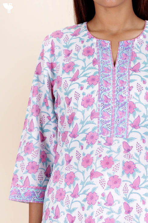 Cotton Kurta And Pant Set In Block Print